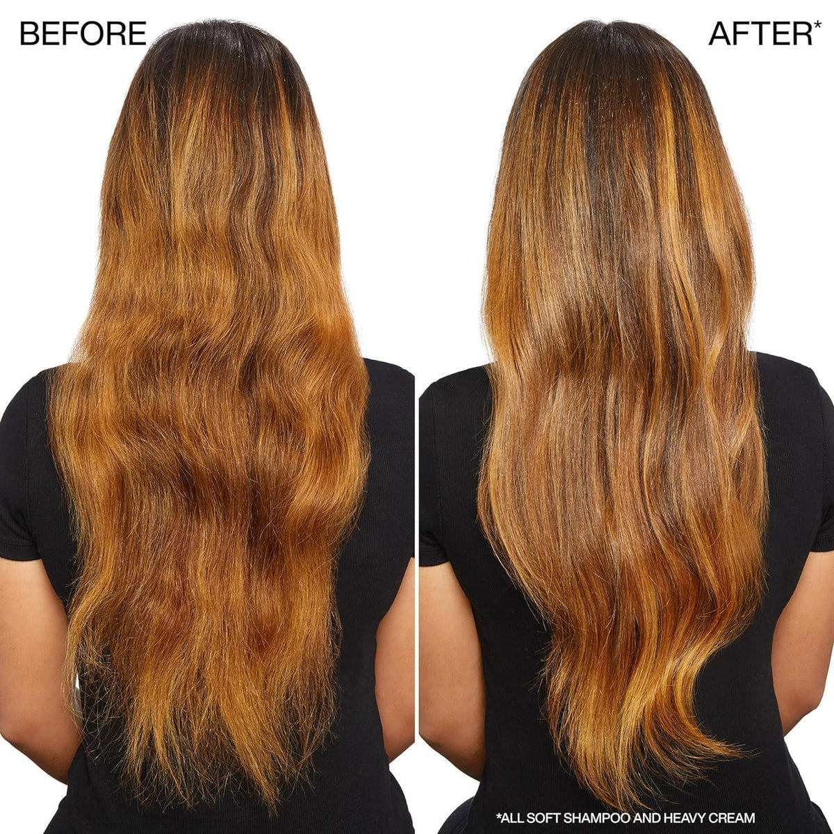 Back side of Redken All Soft hair mask tube showing ingredients