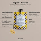 Davines hair mask packaging details for damaged hair