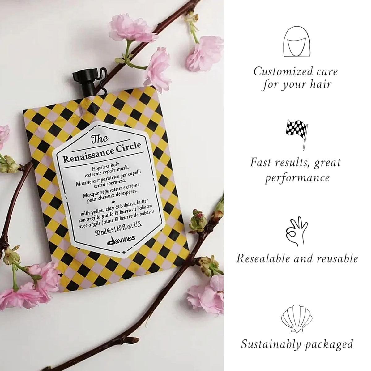 Authentic Davines hair treatment pouch from USA
