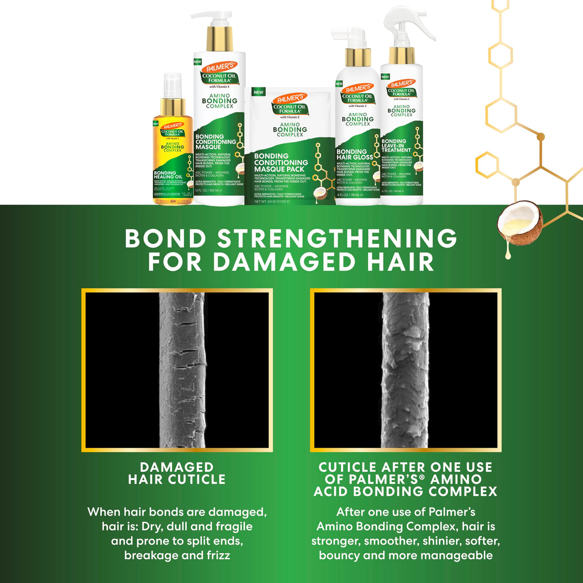 Palmer's amino bonding complex benefits graphic