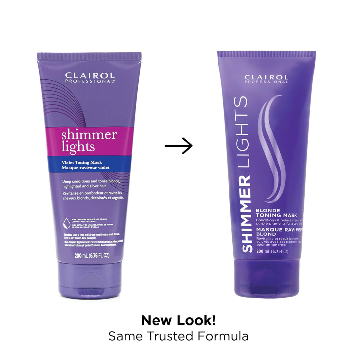 Back of Clairol Shimmer Lights toning mask packaging with directions