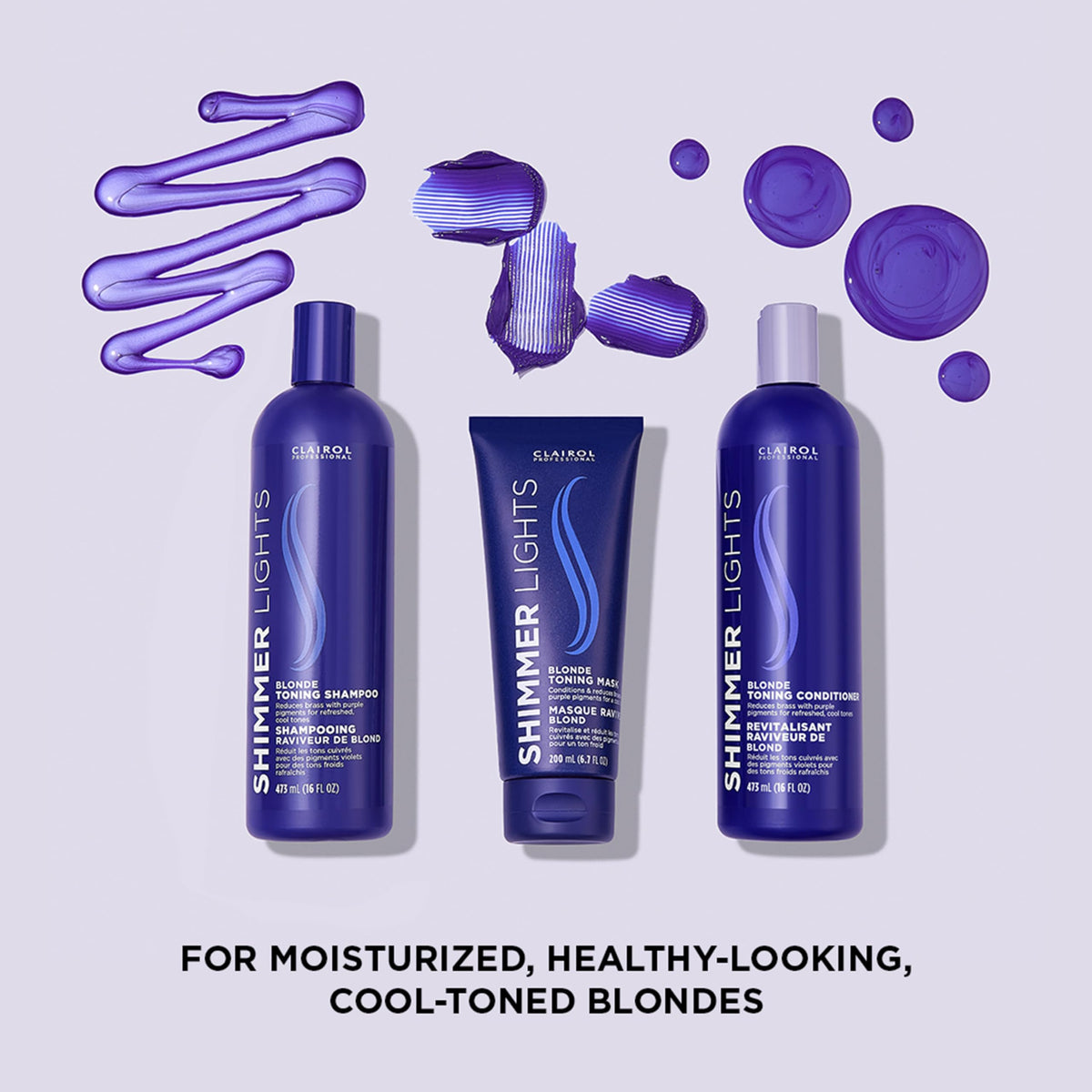 Side profile of Clairol Professional violet hair treatment 200 Milliliters