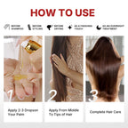 Applying cold pressed Moroccan argan oil to repair split ends