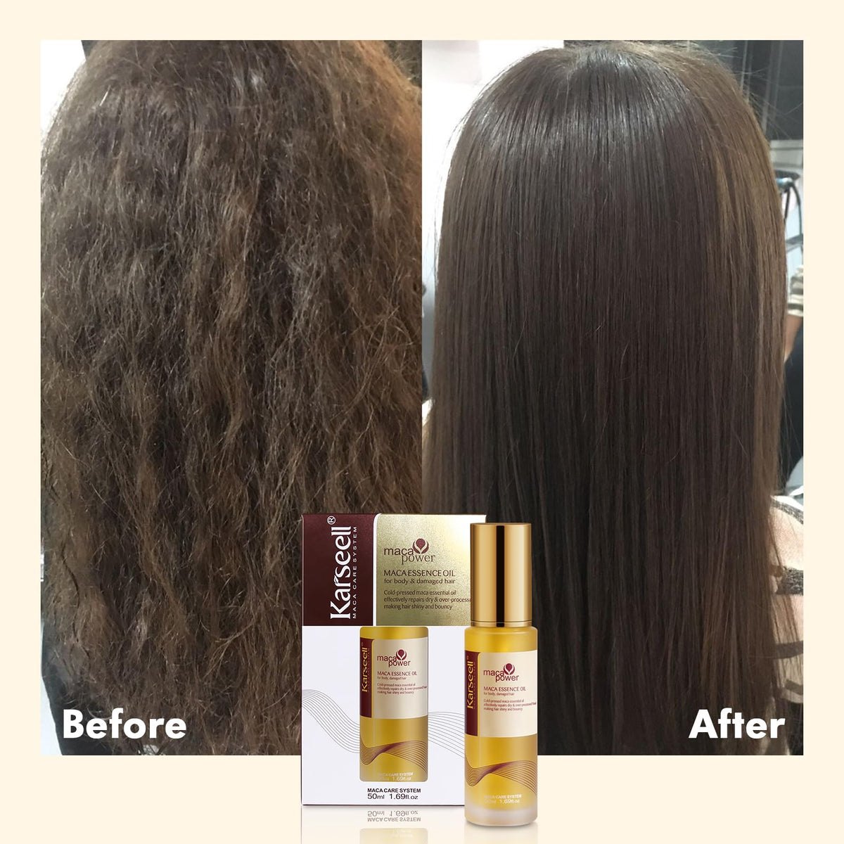 Karseell argan oil hair serum texturé demonstration for anti frizz care