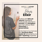 BASK & LATHER Jamaican Black Castor Oil hair treatment for thickness and volume