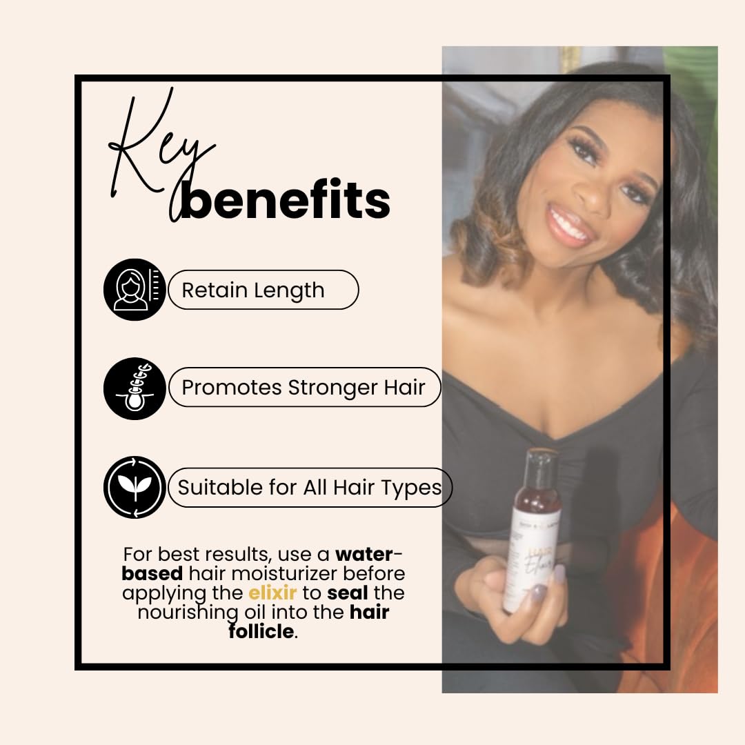 BASK & LATHER Hair Elixir 4 Fluid Ounce bottle showing application directions