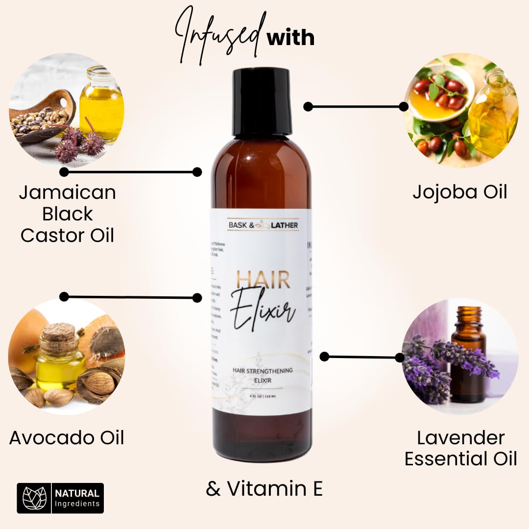 BASK & LATHER anti frizz and detangling hair sealant oil for curly hair