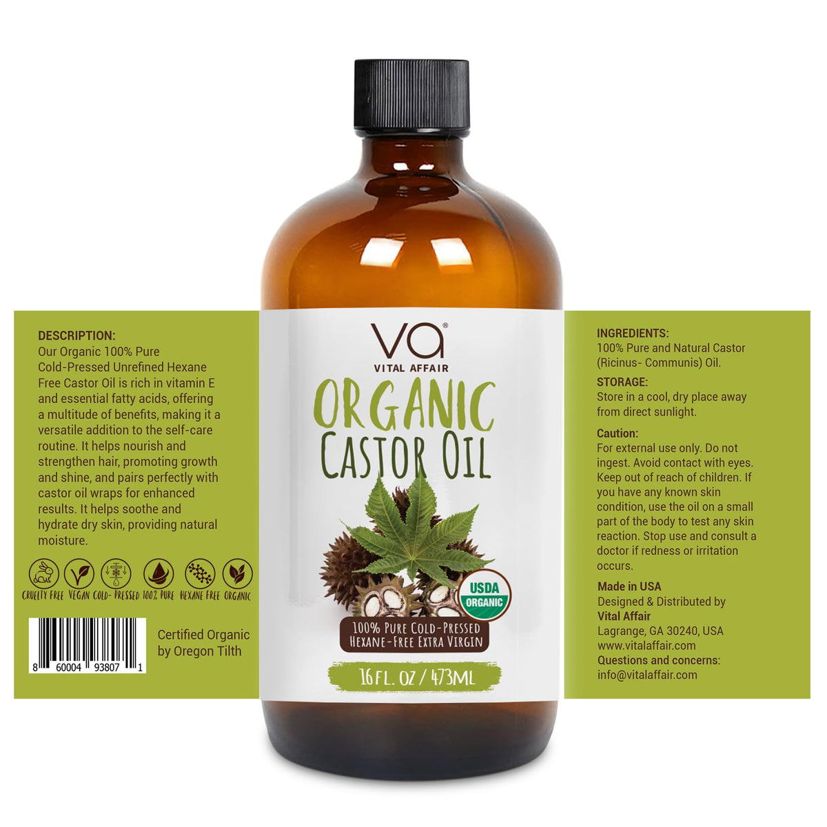 Pure cold pressed castor oil for eyelashes eyebrows and facial skincare