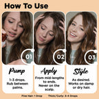 HerStyler argan oil serum texture demonstration for anti frizz performance.