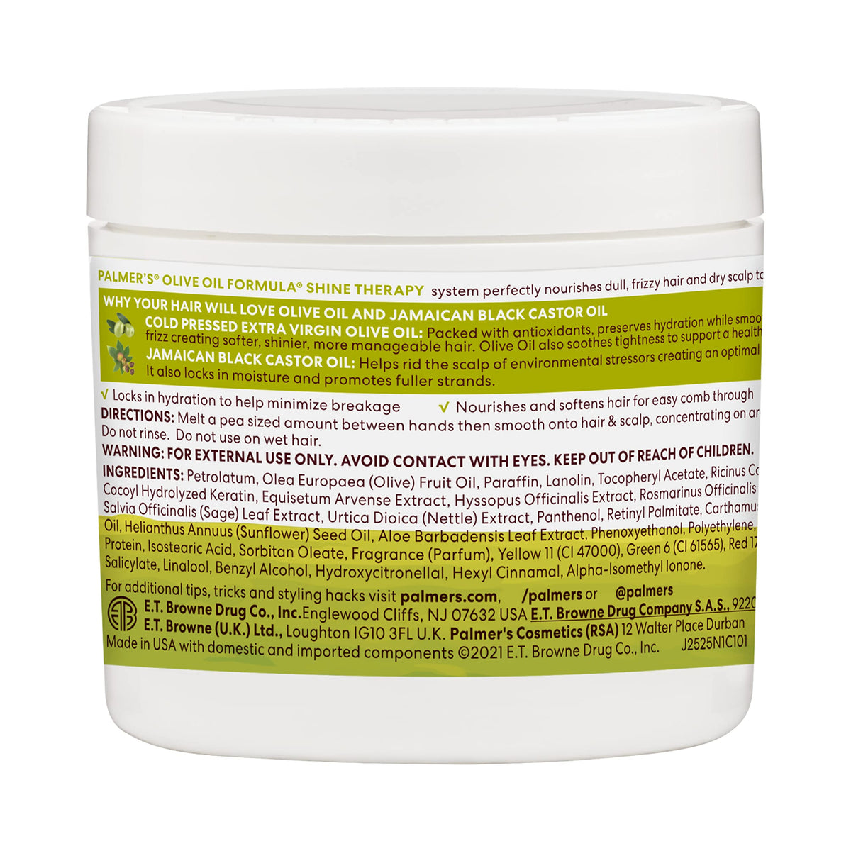 Palmers Olive Oil hair balm product label detail