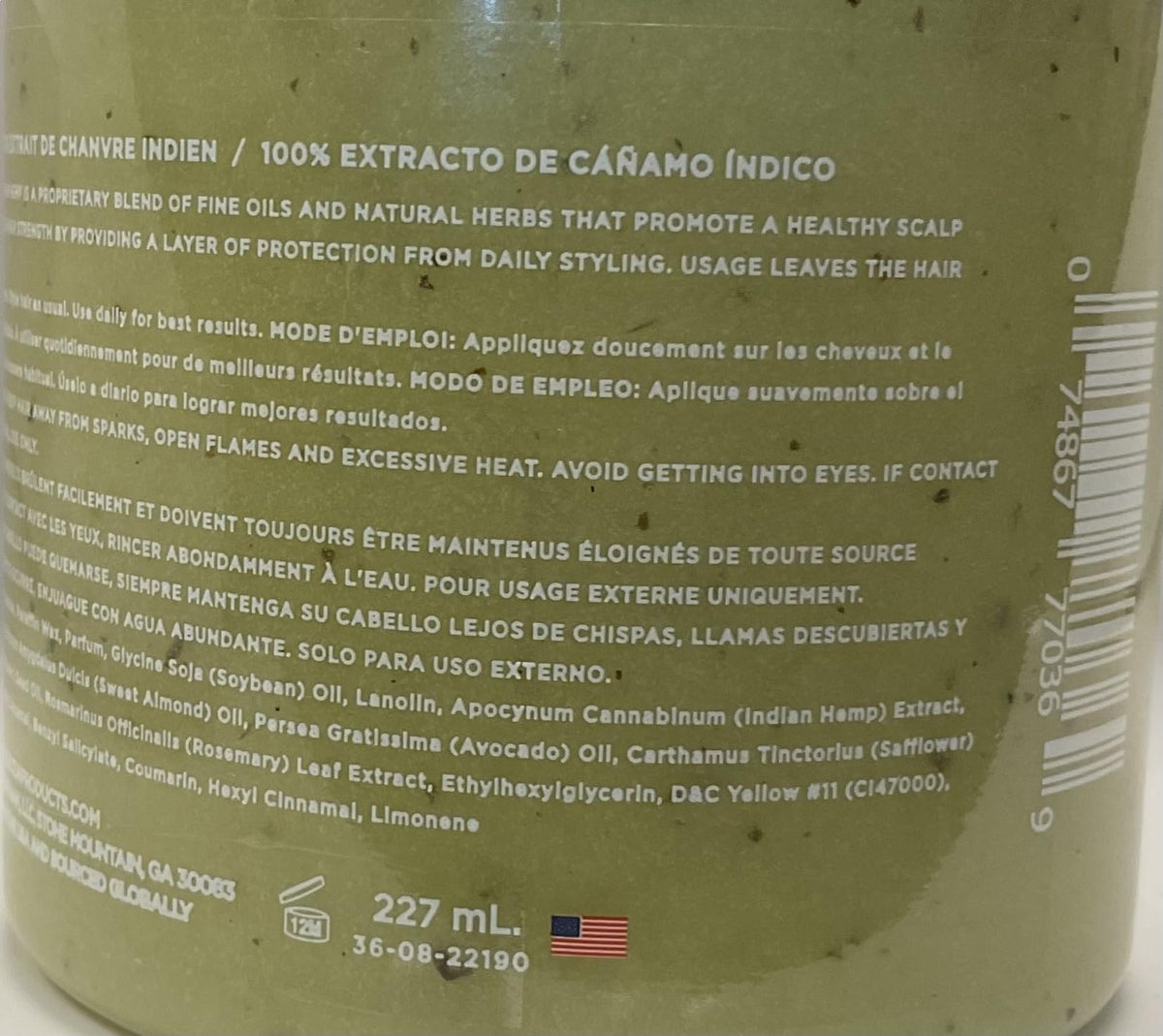 Top view of Kuza Indian Hemp hair treatment jar