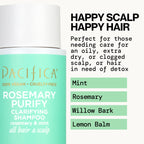 Pacifica clarifying shampoo bottle with mint and rosemary imagery