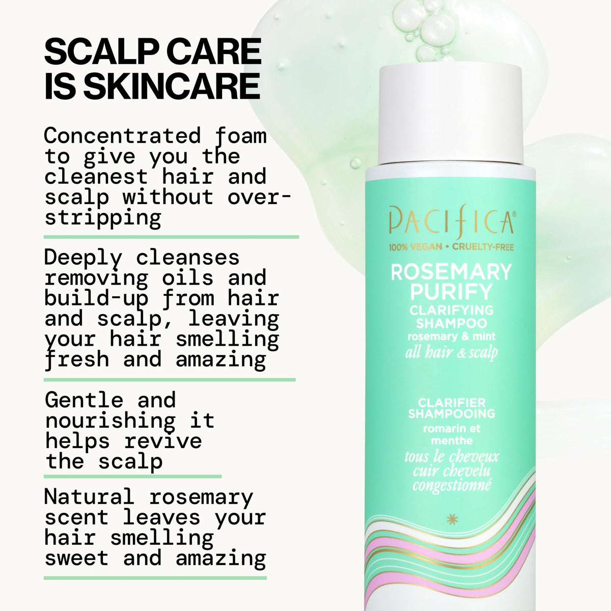 Texture shot of Pacifica Rosemary Purify Invigorating Shampoo