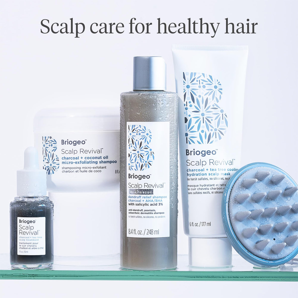 Brand logo and product name on Briogeo Scalp Revival packaging