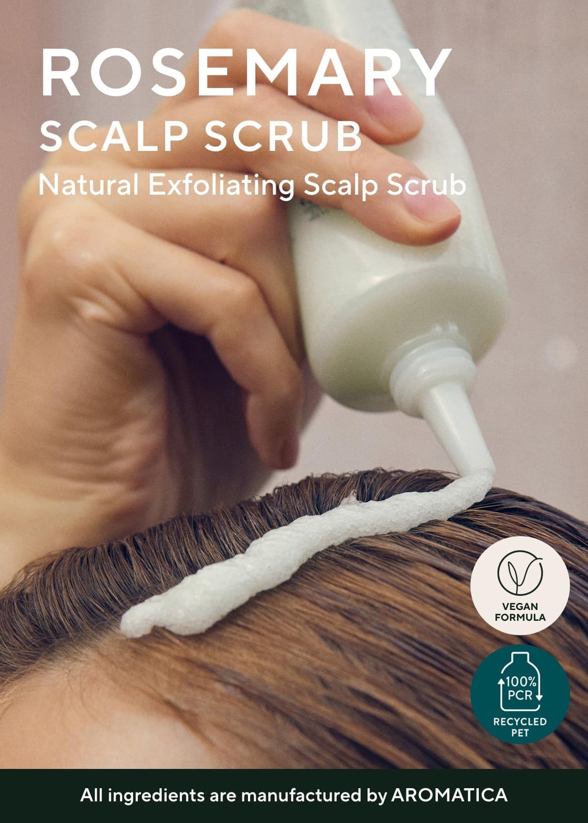 Close up of Aromatica Rosemary Scalp Scrub packaging design