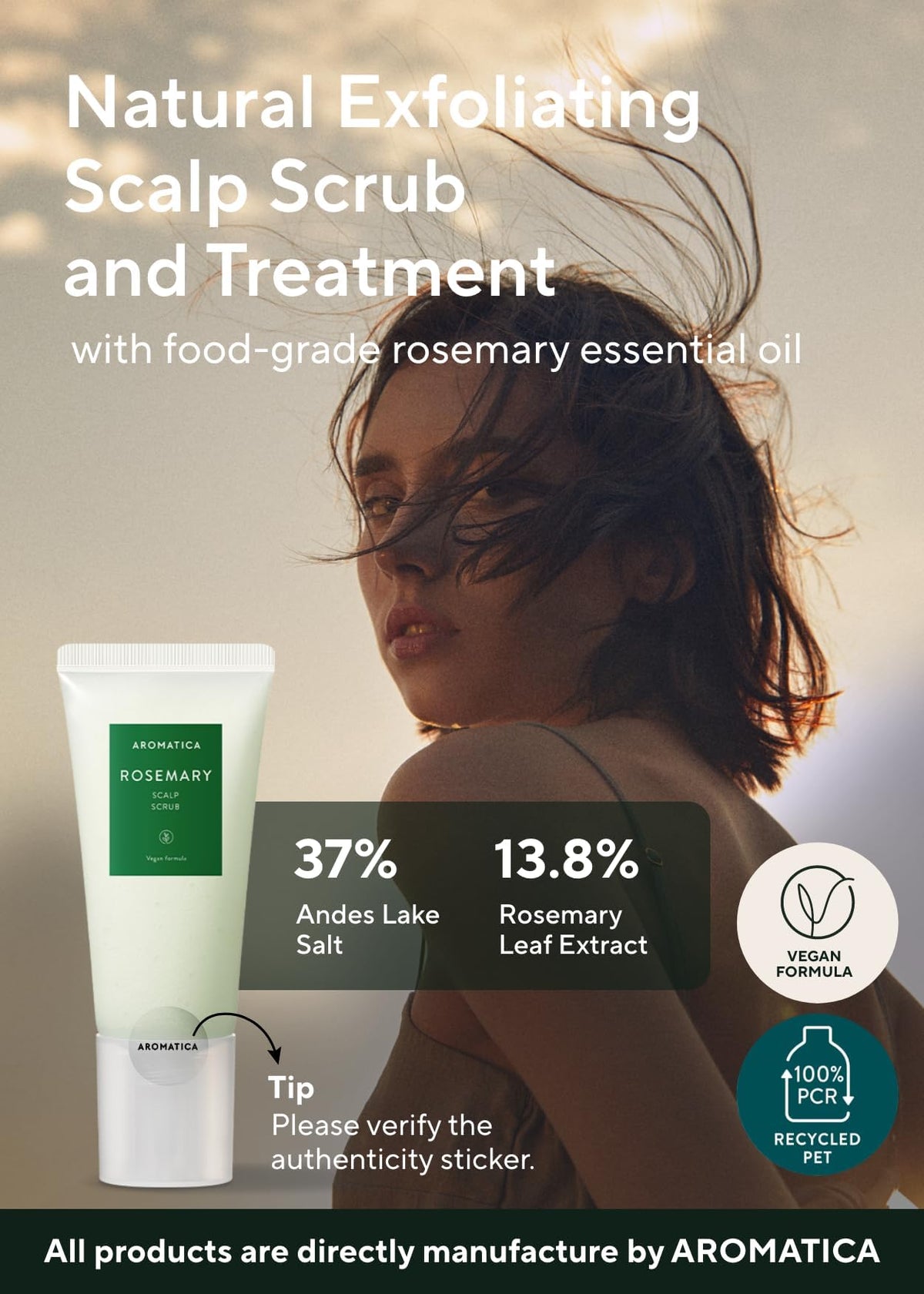 Texture shot of Aromatica Rosemary Scalp Scrub showing Andes Lake Salt particles