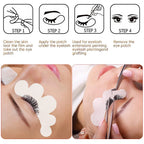 Pink hydrogel eye pads applied under eyes for lash extensions