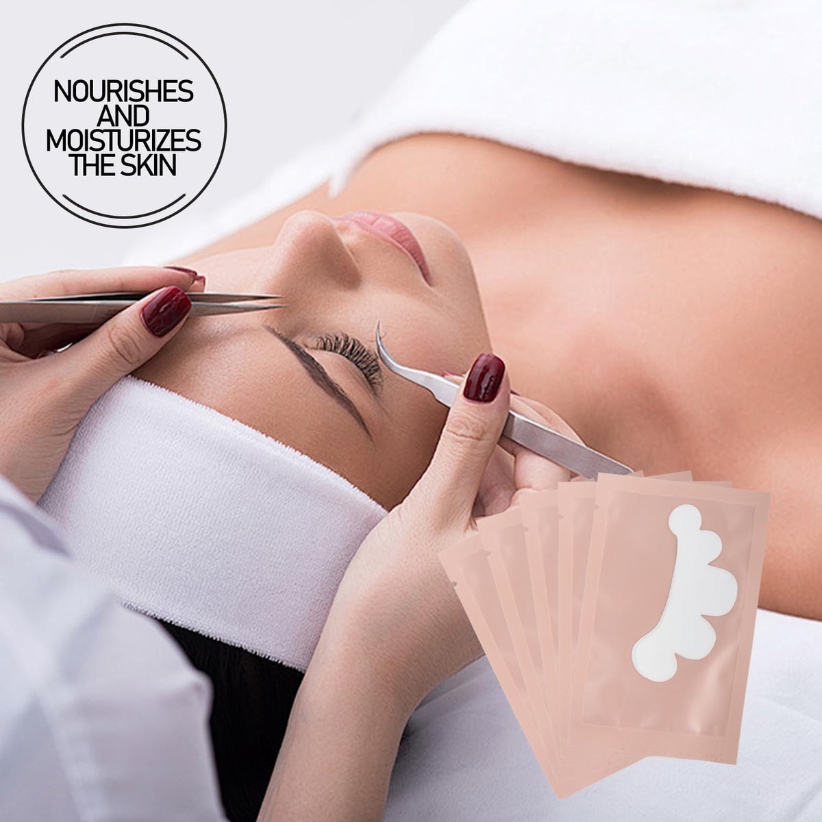 Professional lash extension tool kit with pink eye masks