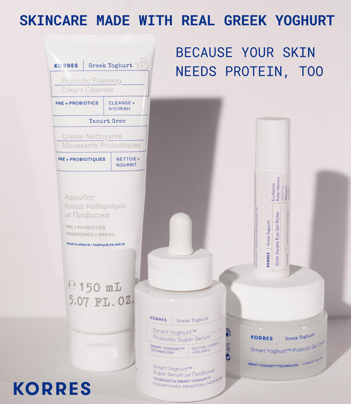 Side view of Korres Greek Yoghurt Eye Gel 0.51 fluid ounce bottle