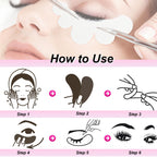 Side profile of pink eye gel patches for eyelash extension application