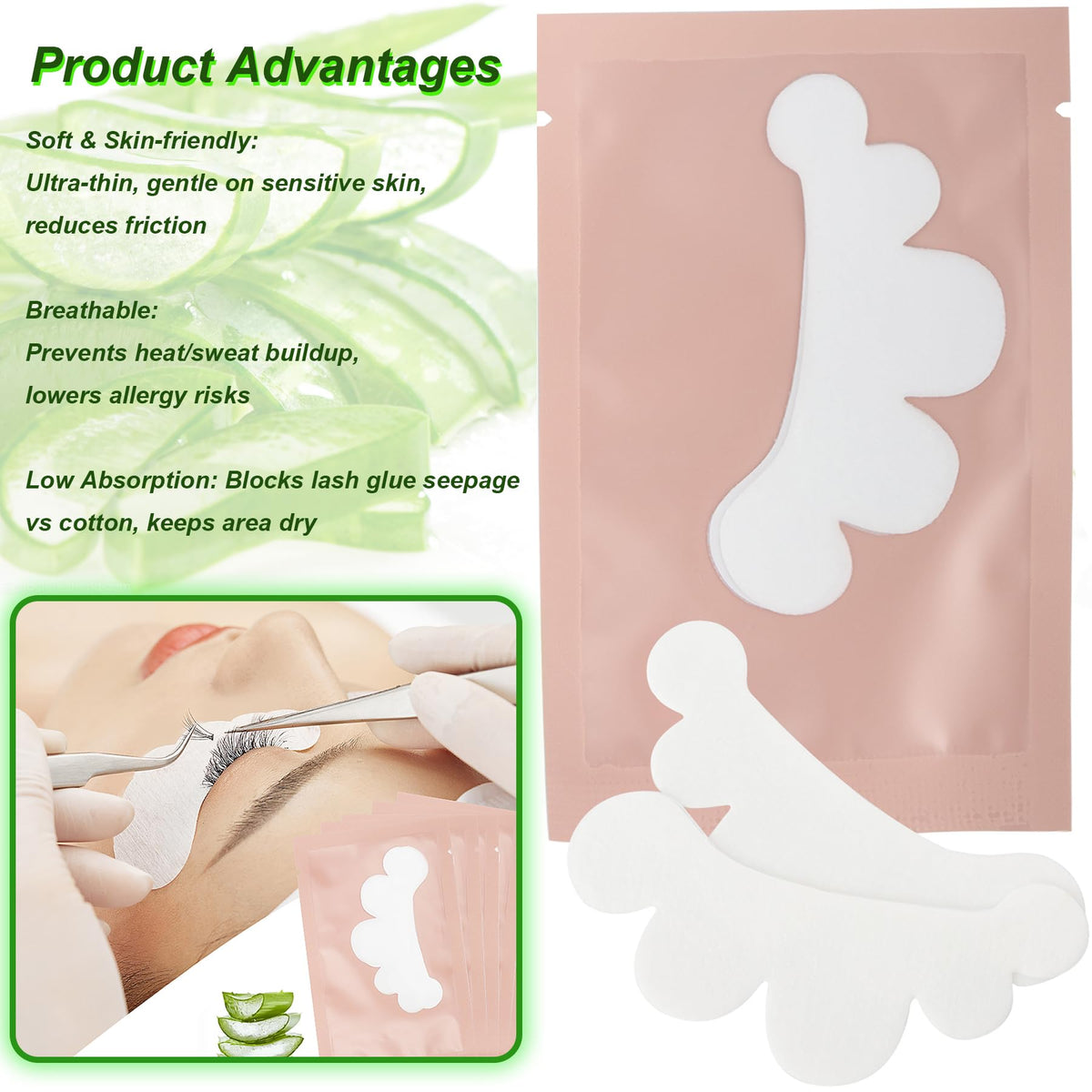 Stack of 100 pairs Zokoco under eye gel patches in pink packaging