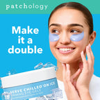 Close up of Patchology hydrogel eye patches on skin