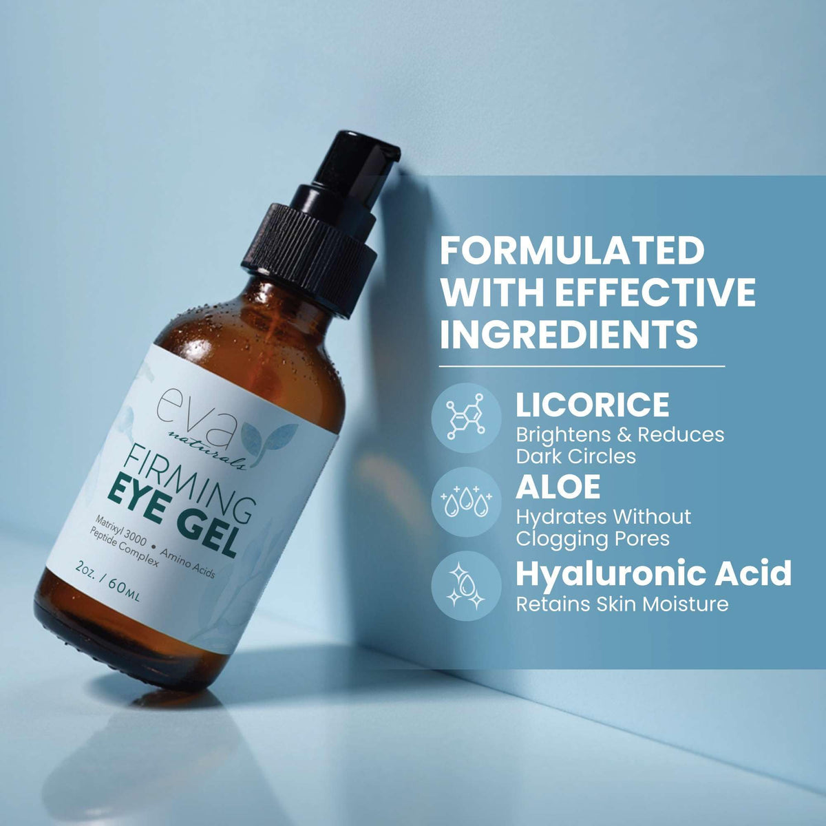Details of peptide and hyaluronic acid eye gel