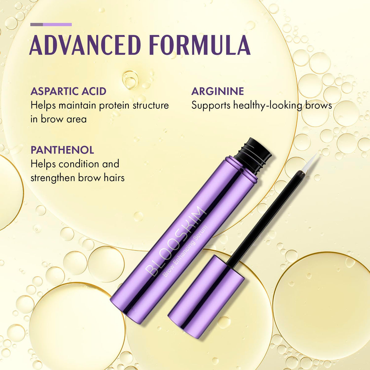 Top view of Blooskim eyebrow growth serum 5 milliliter container