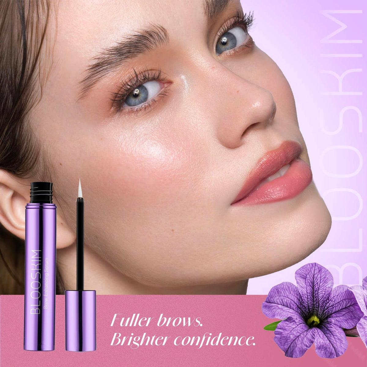 Professional studio shot of Blooskim brow growth serum for retail