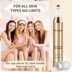 Application of cooling rollerball eye serum on skin
