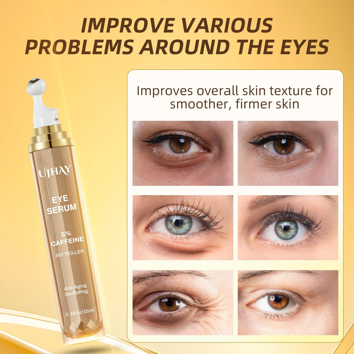 Ujhay 15 milliliter eye serum bottle design