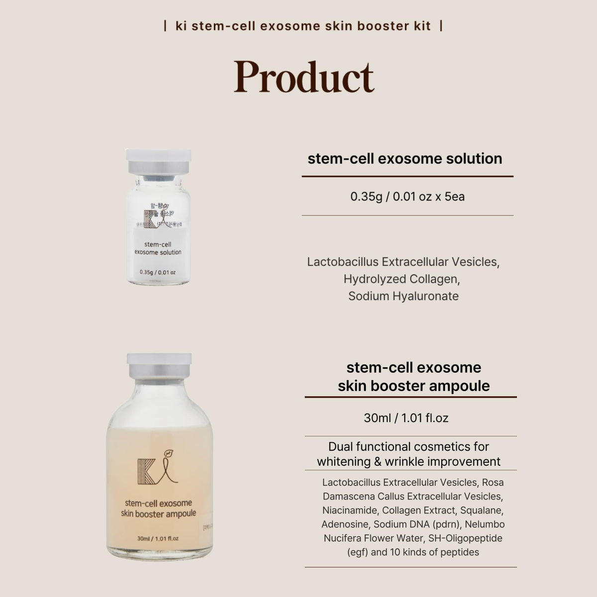Ki Cosmetics skin booster kit packaging components