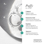 Advanced Clinicals Puffy Eye Serum bottle with ingredient highlight
