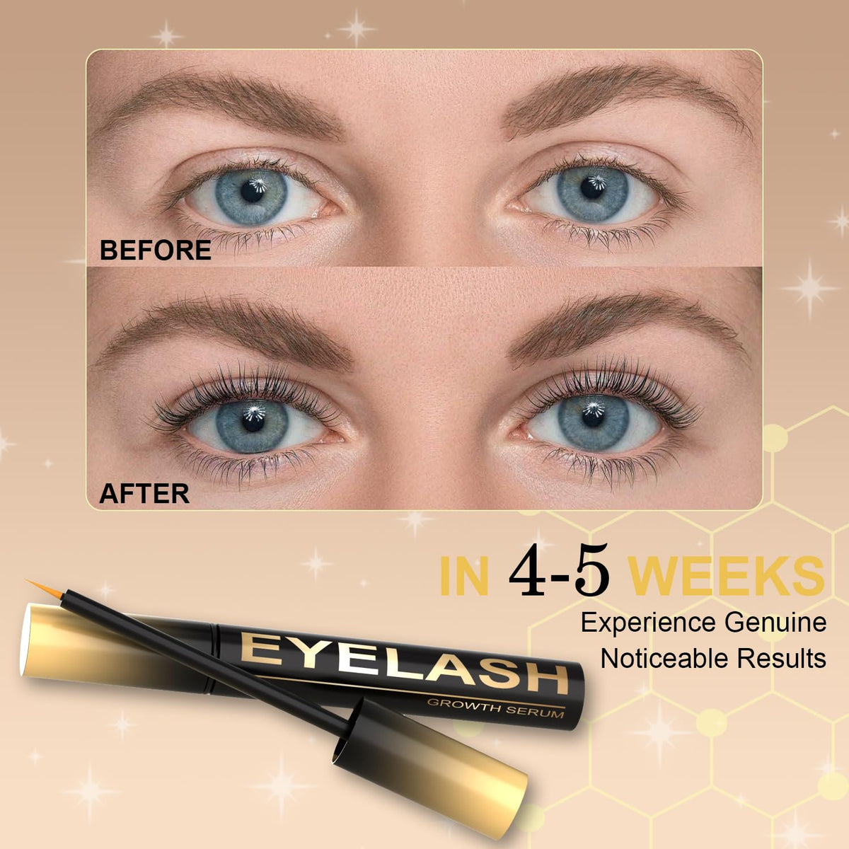 Results demonstration of Tistees lash enhancing serum