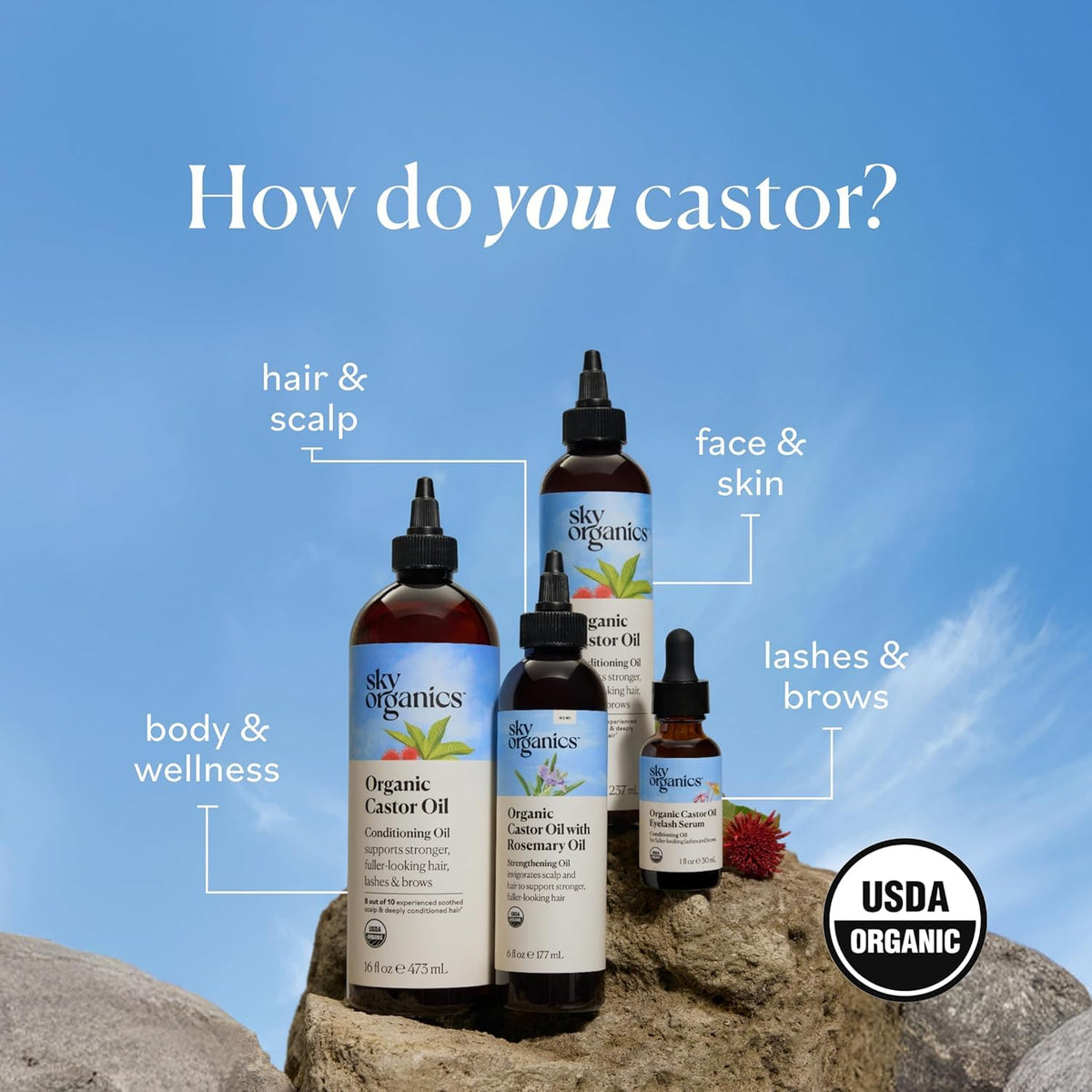 Sky Organics pure castor oil serum lifestyle setting