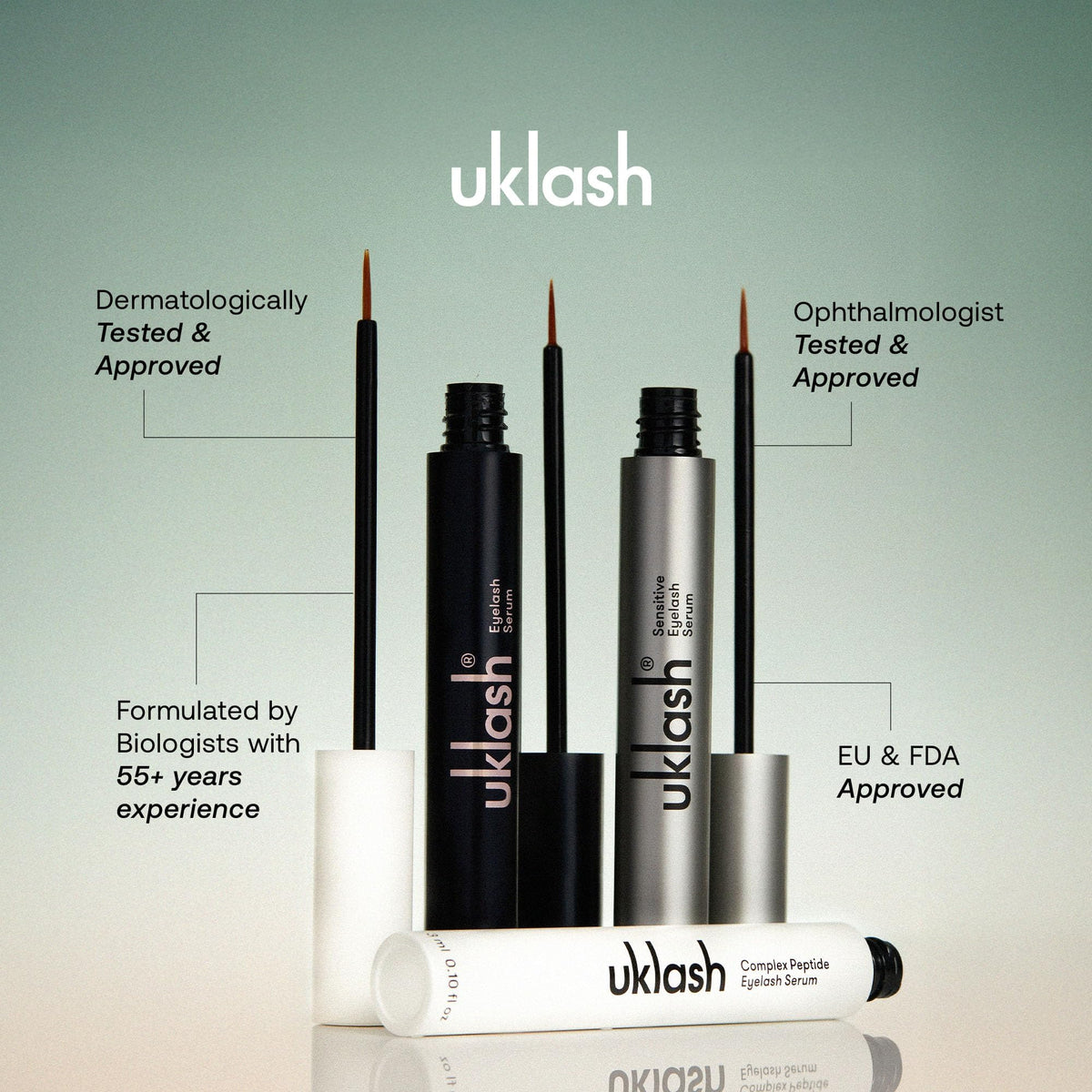 Uklash eyelash growth serum ingredients and volume details