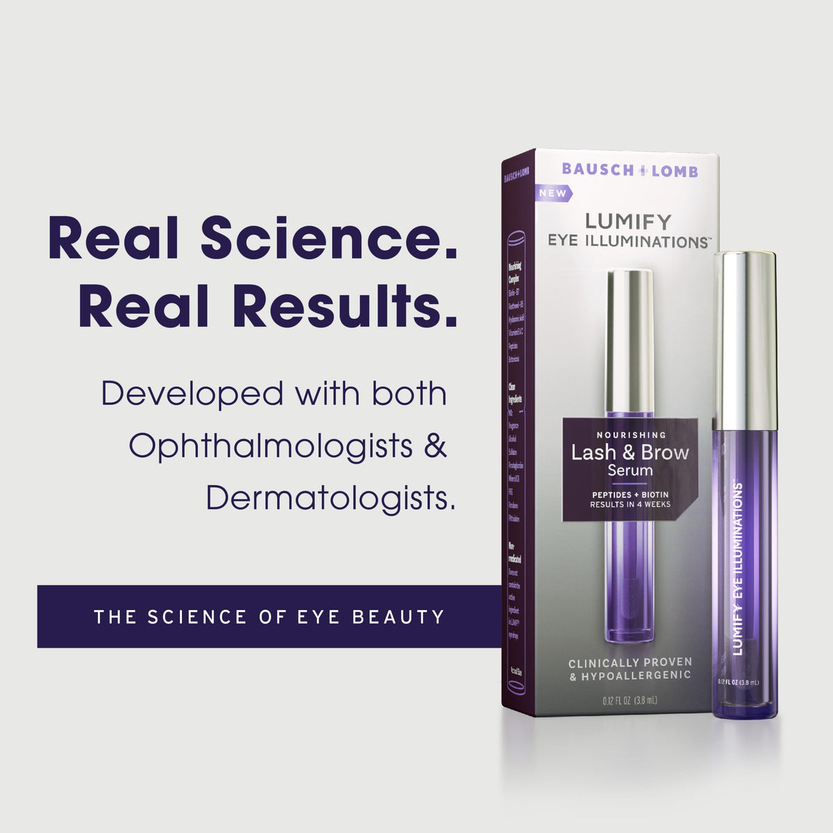 Close up of Lumify Eye Illuminations serum bottle and box