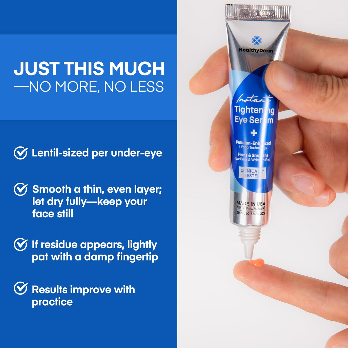 Close up of HealthyDerm serum applicator and product texture