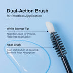 Detailed view of eyebrow serum brush for precise application
