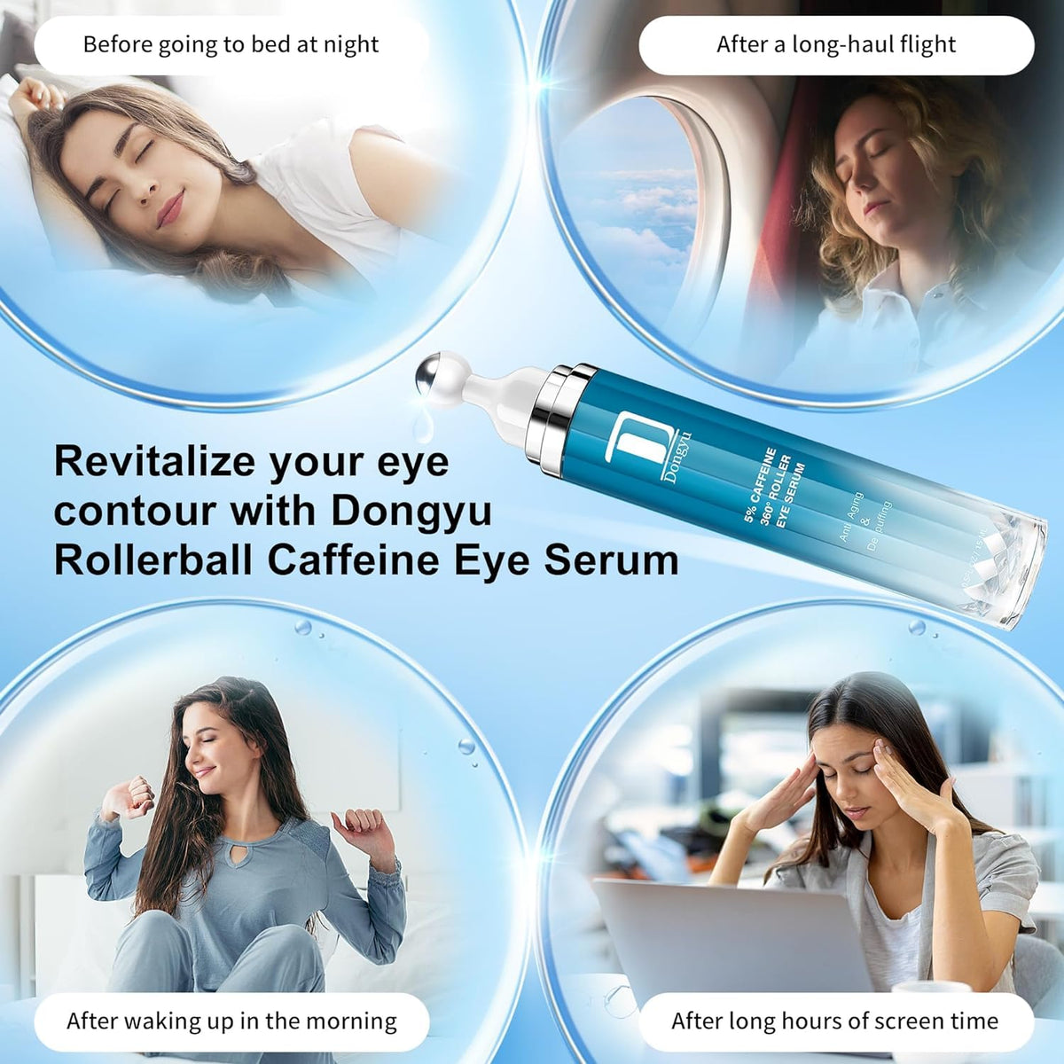 Back view of Dongyu caffeine eye serum with ingredient list