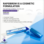 Model applying RapidBrow serum to eyebrows