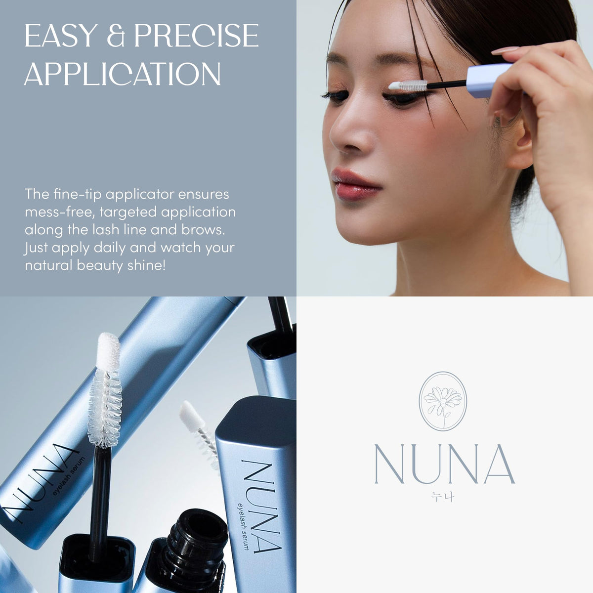 Side profile of Nuna Eyelash Growth Support Serum bottle