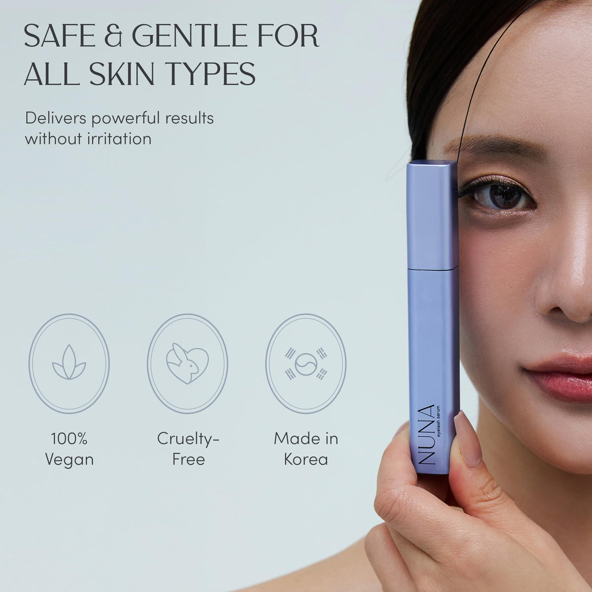 Nuna serum application on eyebrow for fuller look