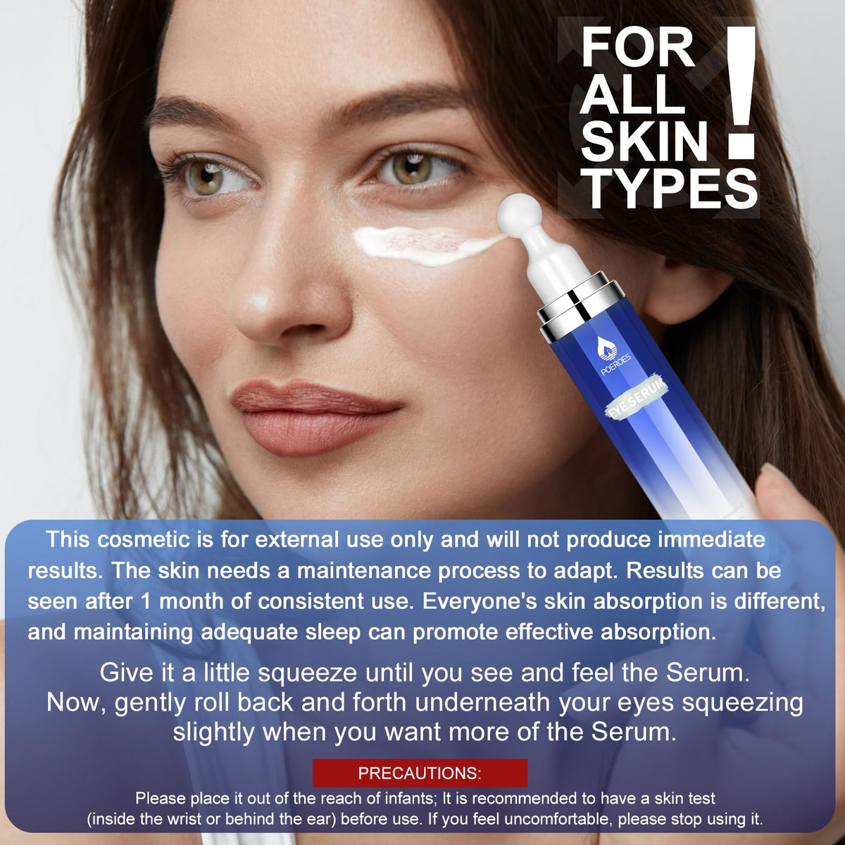 Poeroes eye serum texture and application on skin