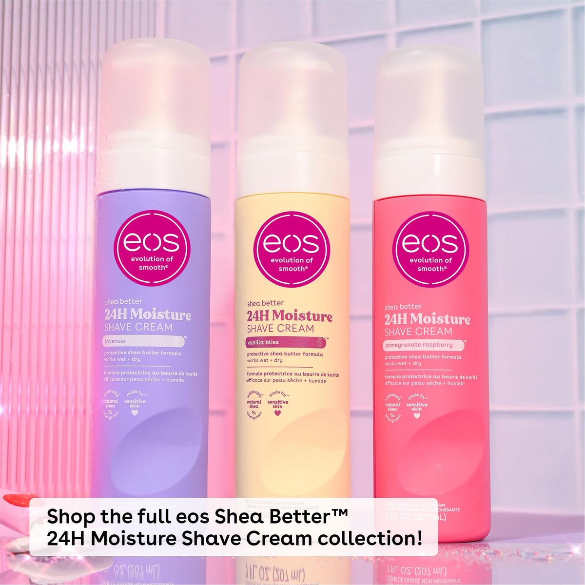Eos Shea Better Shave Cream ingredients and benefits graphic