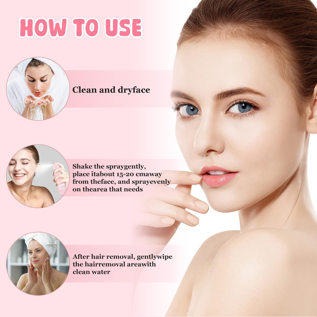 Using Paron hair identifier spray on facial skin
