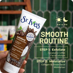 Application of St. Ives energizing face scrub on skin