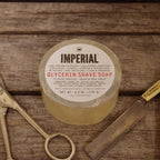 Imperial Barber dual-purpose shave and face soap puck in packaging