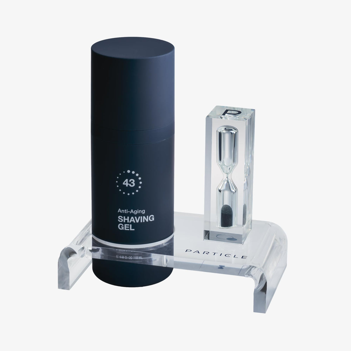 Particle shaving gel applied to skin for demonstration