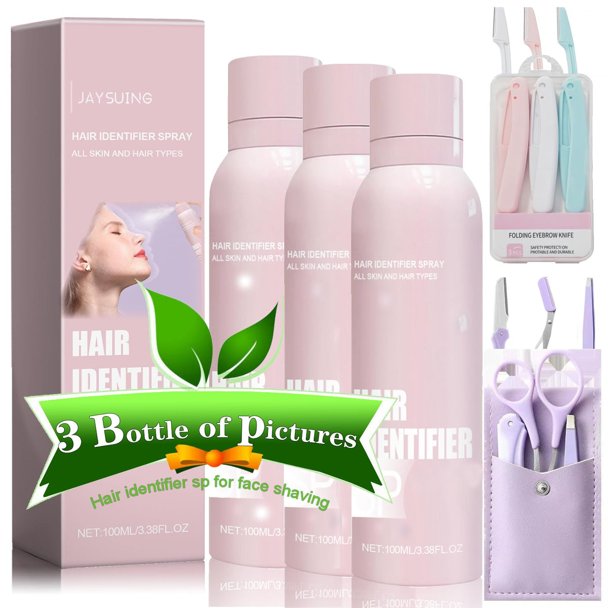 Moisturizing hair identifier spray for dermaplaning prep